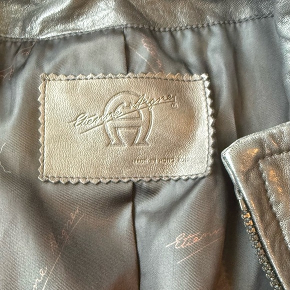 Etienne Aigner Black Leather Jacket Timeless Style - Picture 7 of 8